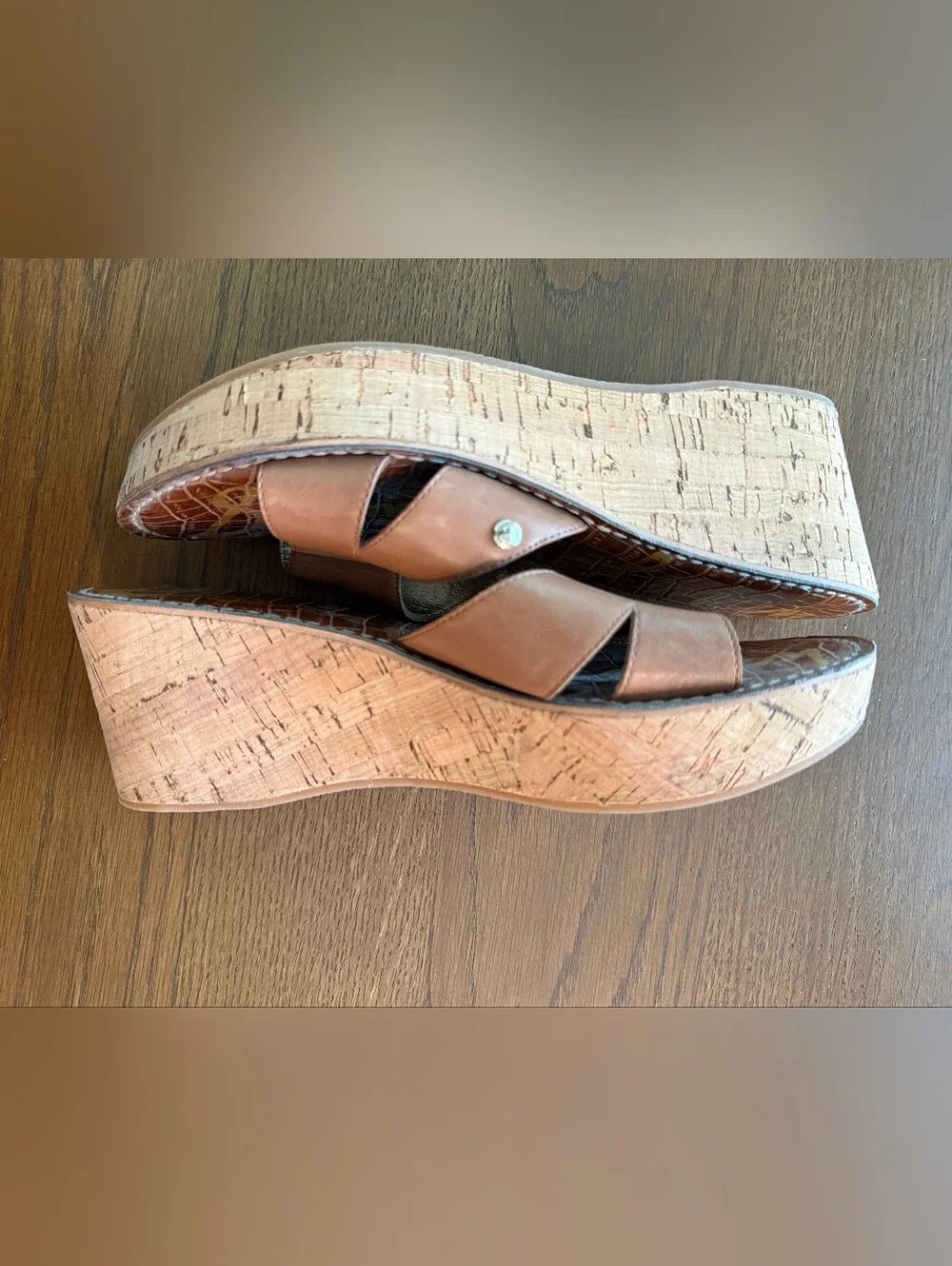 Sam Edelman Brown Leather Platform Wedge Sandals